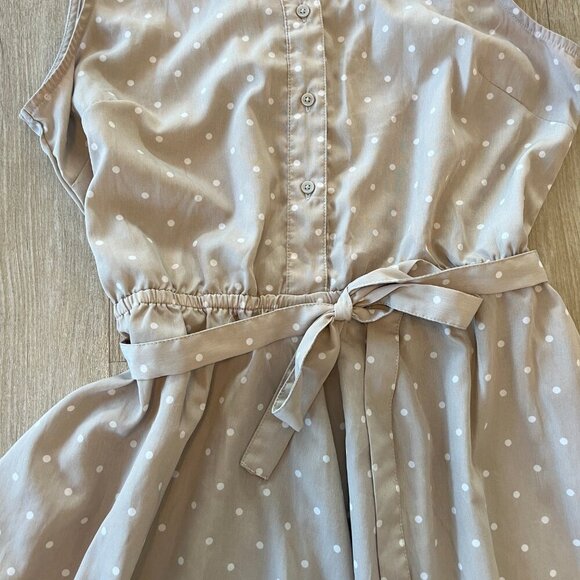 Womens Larry Levine Cream/Khaki Polka Dot Dress - L - Picture 3 of 6